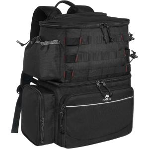 imageMATEIN Fishing Backpack Water Resistant Fishing Tackle Box Bag with Rod Holders ampamp Cooler Gear Gifts for MenBlack