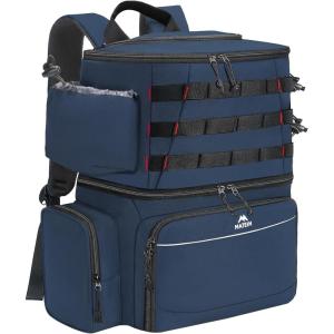 imageMATEIN Fishing Backpack Water Resistant Fishing Tackle Box Bag with Rod Holders ampamp Cooler Gear Gifts for MenBlue  Large