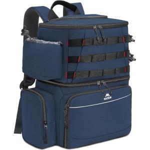 imageMATEIN Fishing Backpack Water Resistant Fishing Tackle Box Bag with Rod Holders ampamp Cooler Gear Gifts for MenBlue