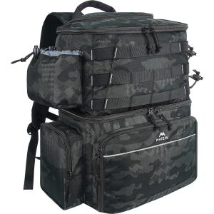 imageMATEIN Fishing Backpack Water Resistant Fishing Tackle Box Bag with Rod Holders ampamp Cooler Gear Gifts for MenCamouflage