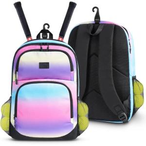 imageMATEIN Kids Tennis Bag Girls Softball Bag with Fixed Straps ampamp Cooler Pockets Sturdy Racket Bag with Fence Hook Hold Badminton Baseball Bat Tennis Baseball Bags for Youth Teens Women Colorful
