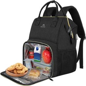 imageMATEIN Lunch Backpack for Men Women 17 Inch Large Insulated Cooler Backpack with USB Charging Port Water Resistant Lunch Box Backpack Travel Laptop Backpack for Men Work Picnic College Nurse BlackBlack