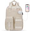 imageMATEIN School Backpack for Girls 156 Inch Cute College Backpack Corduroy Computer Bookbag with USB Charging Port TSA Lightweight Kawaii Travel Laptop Backpack Aesthetic for Teens Students BeigeBeige