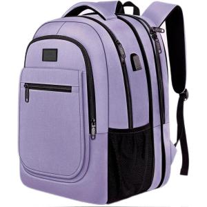 imageMATEIN Travel Backpack for Men Expandable Laptop Backpack with USB Charging PortAnti Theft Business Computer Bag Water Resistant College School Bookbag Gifts for Men Women Fit 156 Inch LaptopBlackPurple