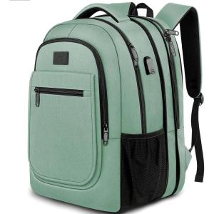 imageMATEIN Travel Backpack for Men Expandable Laptop Backpack with USB Charging PortAnti Theft Business Computer Bag Water Resistant College School Bookbag Gifts for Men Women Fit 156 Inch LaptopBlackCyan