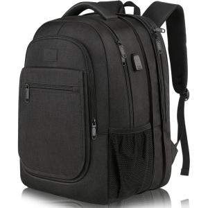 imageMATEIN Travel Backpack for Men Expandable Laptop Backpack with USB Charging PortAnti Theft Business Computer Bag Water Resistant College School Bookbag Gifts for Men Women Fit 156 Inch LaptopBlackDeep Black