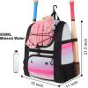 imageMATEIN Softball Bag Lightweight Baseball Bat Backpack with Shoe Compartment Baseball Bag with Fence Hook for TBall Bat ampamp Equipment Softball Gift Catchers Bags for Women Fit Batting Glove HelmetPink  Large