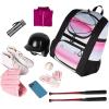 imageMATEIN Softball Bag Lightweight Baseball Bat Backpack with Shoe Compartment Baseball Bag with Fence Hook for TBall Bat ampamp Equipment Softball Gift Catchers Bags for Women Fit Batting Glove HelmetPink