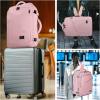imageMATEIN Weekender Backpack Large Capacity Travelling Suitcase Backpack with Strap for Clothes Expandable Flight Approved Business Carry on Daypack for International Travel BluePink