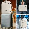 imageMATEIN Weekender Backpack Large Capacity Travelling Suitcase Backpack with Strap for Clothes Expandable Flight Approved Business Carry on Daypack for International Travel BlueLight Beige