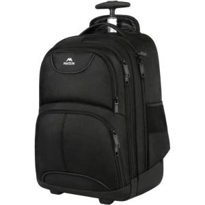 imageMATEIN Rolling Backpack 17 inch Water Resistant Wheeled Laptop Backpack Carry on Luggage Business Bag Overnight College Computer Backpack Trolley Suitcase for Men Women Adults to Travel BlackBlack