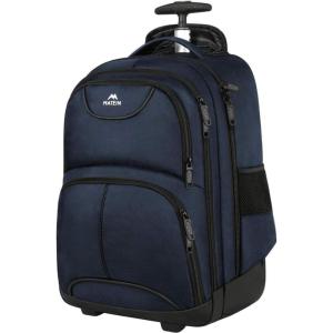 imageMATEIN Rolling Backpack 17 inch Water Resistant Wheeled Laptop Backpack Carry on Luggage Business Bag Overnight College Computer Backpack Trolley Suitcase for Men Women Adults to Travel BlackBlue