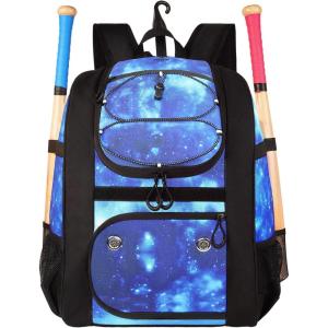 imageMATEIN Softball Bag Lightweight Baseball Bat Backpack with Shoe Compartment Baseball Bag with Fence Hook for TBall Bat ampamp Equipment Softball Gift Catchers Bags for Women Fit Batting Glove HelmetGalaxy Blue  Large