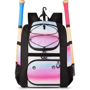 imageMATEIN Softball Bag Lightweight Baseball Bat Backpack with Shoe Compartment Baseball Bag with Fence Hook for TBall Bat ampamp Equipment Softball Gift Catchers Bags for Women Fit Batting Glove HelmetPink