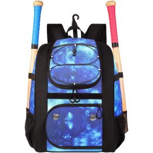 imageMATEIN Softball Bag Lightweight Baseball Bat Backpack with Shoe Compartment Baseball Bag with Fence Hook for TBall Bat ampamp Equipment Softball Gift Catchers Bags for Women Fit Batting Glove HelmetGalaxy Blue
