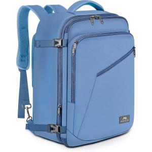 imageMATEIN Weekender Backpack Large Capacity Travelling Suitcase Backpack with Strap for Clothes Expandable Flight Approved Business Carry on Daypack for International Travel BlueLight Blue