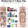 imageMATEIN Travel Toiletry Bag for Women 9L Faux Leather Hanging Makeup Bag with Metal Snap Handle Large Waterproof Cosmetic Bags Multiple Traveling Organizer Container for Toiletries Accessories PinkBlue