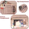 imageMATEIN Travel Toiletry Bag for Women 9L Faux Leather Hanging Makeup Bag with Metal Snap Handle Large Waterproof Cosmetic Bags Multiple Traveling Organizer Container for Toiletries Accessories PinkBlue