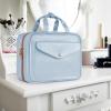 imageMATEIN Travel Toiletry Bag for Women 9L Faux Leather Hanging Makeup Bag with Metal Snap Handle Large Waterproof Cosmetic Bags Multiple Traveling Organizer Container for Toiletries Accessories PinkBlue