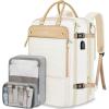 imageMATEIN Carry on Backpack for Women 52L TSA Travel Laptop Backpack with USB Charging Port ampamp Shoes Compartment 17 Inch Extra Large Expandable Flight Approved Computer Bag with 2 Packing Cubes BeigeBeige