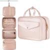 imageMATEIN Travel Toiletry Bag for Women 9L Faux Leather Hanging Makeup Bag with Metal Snap Handle Large Waterproof Cosmetic Bags Multiple Traveling Organizer Container for Toiletries Accessories PinkAustere Pink