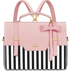 imageMATEIN Briefcase for Women 156 Inch Convertible Laptop Briefcase Backpack with Bow Cute Kawaii Computer Messenger Crossbody Laptop Tote Bag Carrying Case Gift for College Work Travel 3 in 1 Pink