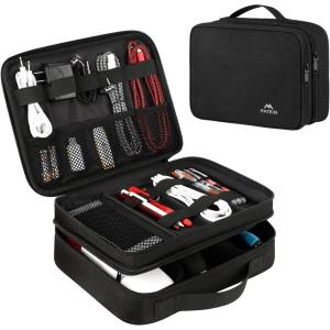 imageMATEIN Electronics Organizer Travel Case Water Resistant Cable Organizer Bag for Travel Essentials Tech Gifts for Men Storage Bag as Accessories for Phone Cord Tablet BlackAntique Black
