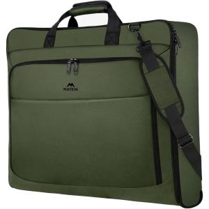 imageMATEIN Garment Bag for Travel Large Carry on Garment Bags with Strap for Business Waterproof Hanging Suit Luggage Bag for Men Women Wrinkle Free Suitcase Cover for Shirts Dresses Coats BlackGreen