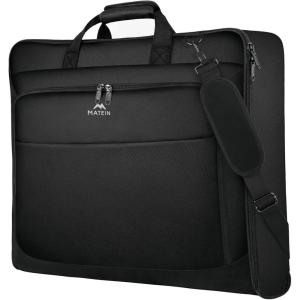imageMATEIN Garment Bag for Travel Large Carry on Garment Bags with Strap for Business Waterproof Hanging Suit Luggage Bag for Men Women Wrinkle Free Suitcase Cover for Shirts Dresses Coats BlackBlack