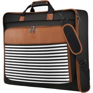 imageMATEIN Garment Bag for Travel Large Carry on Garment Bags with Strap for Business Waterproof Hanging Suit Luggage Bag for Men Women Wrinkle Free Suitcase Cover for Shirts Dresses Coats BlackBlack Stripe