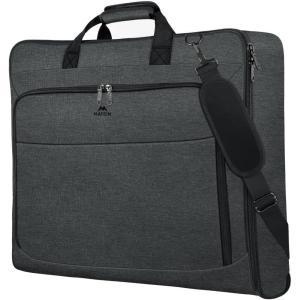 imageMATEIN Garment Bag for Travel Large Carry on Garment Bags with Strap for Business Waterproof Hanging Suit Luggage Bag for Men Women Wrinkle Free Suitcase Cover for Shirts Dresses Coats BlackDark Grey