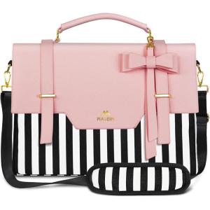 imageMATEIN Laptop Bag for Women 156 inch Slim Computer Briefcase Sleeve Case Lightweight Cute Girly Messenger Shoulder Carrying Work Tote Bag with Rfid Pocket Sister Gifts for School Girl Office PinkPink