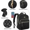 imageMATEIN Mini Backpack for Women Waterproof Stylish Daypack Purse Shoulder Bag with USB Charging Port Lightweight Small Casual Daily Travel Backpack Lady Girls Gifts for Work School 2pcs Sets BlackBlack