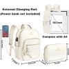 imageMATEIN Mini Backpack for Women Waterproof Stylish Daypack Purse Shoulder Bag with USB Charging Port Lightweight Small Casual Daily Travel Backpack Lady Girls Gifts for Work School 2pcs Sets BlackBeige