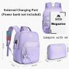 imageMATEIN Mini Backpack for Women Waterproof Stylish Daypack Purse Shoulder Bag with USB Charging Port Lightweight Small Casual Daily Travel Backpack Lady Girls Gifts for Work School 2pcs Sets BlackPurple