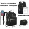imageMATEIN Mini Backpack for Women Waterproof Stylish Daypack Purse Shoulder Bag with USB Charging Port Lightweight Small Casual Daily Travel Backpack Lady Girls Gifts for Work School 2pcs Sets BlackBlack