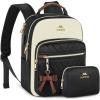 imageMATEIN Mini Backpack for Women Waterproof Stylish Daypack Purse Shoulder Bag with USB Charging Port Lightweight Small Casual Daily Travel Backpack Lady Girls Gifts for Work School 2pcs Sets BlackBlack  Beige