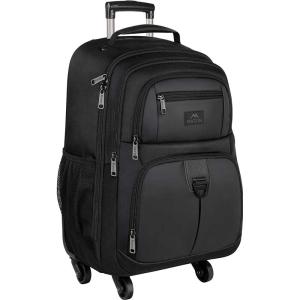 imageMATEIN Roller Backpack 18 inch Large Travel Laptop Bag with 4 Wheels for Adults Heavy Duty Wheeled Suitcase Luggage Pack for Work Business Rolling Spinner Computer Rucksack for Men Women BlackBlack