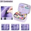 imageMATEIN Sewing Supplies Organizer DoubleLayer Sewing Box Organizer Accessories Storage Bag Large Basket Needle Case Water Resistant Travel Women Sewing Gifts for Thread Pins Kit Knitting Purple