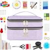 imageMATEIN Sewing Supplies Organizer DoubleLayer Sewing Box Organizer Accessories Storage Bag Large Basket Needle Case Water Resistant Travel Women Sewing Gifts for Thread Pins Kit Knitting Purple