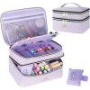 imageMATEIN Sewing Supplies Organizer DoubleLayer Sewing Box Organizer Accessories Storage Bag Large Basket Needle Case Water Resistant Travel Women Sewing Gifts for Thread Pins Kit Knitting Purple