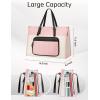 imageMATEIN Work Tote with Lunch Compartment PU Leather 156 Inch Laptop Lunch Bags Lightweight Lunch Purse Women with Laptop Compartment for Travel Picnic Ladies Gift Light PurplePink