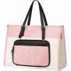imageMATEIN Work Tote with Lunch Compartment PU Leather 156 Inch Laptop Lunch Bags Lightweight Lunch Purse Women with Laptop Compartment for Travel Picnic Ladies Gift Light PurplePink