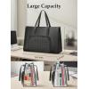 imageMATEIN Work Tote with Lunch Compartment PU Leather 156 Inch Laptop Lunch Bags Lightweight Lunch Purse Women with Laptop Compartment for Travel Picnic Ladies Gift Light PurpleBlack