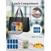 imageMATEIN Work Tote with Lunch Compartment PU Leather 156 Inch Laptop Lunch Bags Lightweight Lunch Purse Women with Laptop Compartment for Travel Picnic Ladies Gift Light PurpleBlack