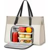 imageMATEIN Work Tote with Lunch Compartment PU Leather 156 Inch Laptop Lunch Bags Lightweight Lunch Purse Women with Laptop Compartment for Travel Picnic Ladies Gift Light PurpleBrown