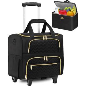 imageMATEIN Rolling Laptop Bag for Women 156 Inch Rolling Briefcase with Wheels ampampDetachable Cart Roller Computer Teacher Tote Bag with Insulated Lunch Box Gift for Nurse Work Business Office Deep Black
