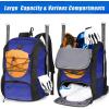 imageMATEIN Baseball Backpack Softball Bat Bag with Shoes Compartment for Youth Boys and Adult Lightweight Baseball Bag with Fence Hook Hold TBall Bat Batting Mitten Helmet Caps Teeball GearBlue