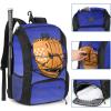 imageMATEIN Baseball Backpack Softball Bat Bag with Shoes Compartment for Youth Boys and Adult Lightweight Baseball Bag with Fence Hook Hold TBall Bat Batting Mitten Helmet Caps Teeball GearBlue