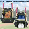 imageMATEIN Baseball Bat Bag for 4 Bats with Ball Pocket Lightweight Youth Baseball Backpack with Shoe Compartment Large Capacity Softball Equipment Bag with Fence Hook for TBall Gear Helmet GloveBlack